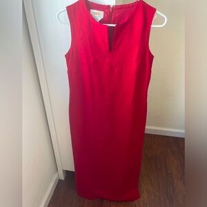 Talbots Irish linen maxi dress, 2P, red sleeveless sheath with side slit